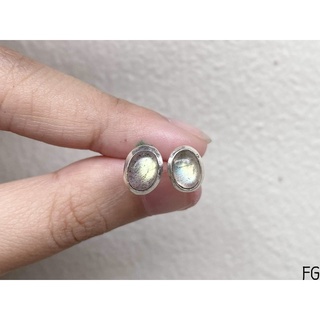 ต่างหูพลอยลาบราโดไรท์ เงินแท้92.5% 6.5mm.x8.5mm Labradorite Silver925 Earring Stud