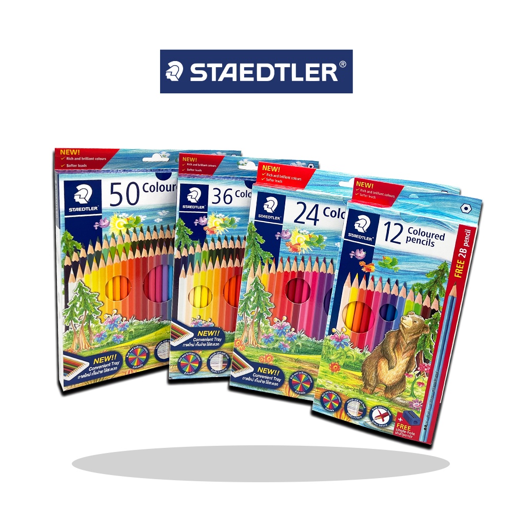 สีไม้ลายหมี รุ่น 143 12สี, 24สี, 36สี, 50สี ยี่ห้อ Steadler 1กล่อง