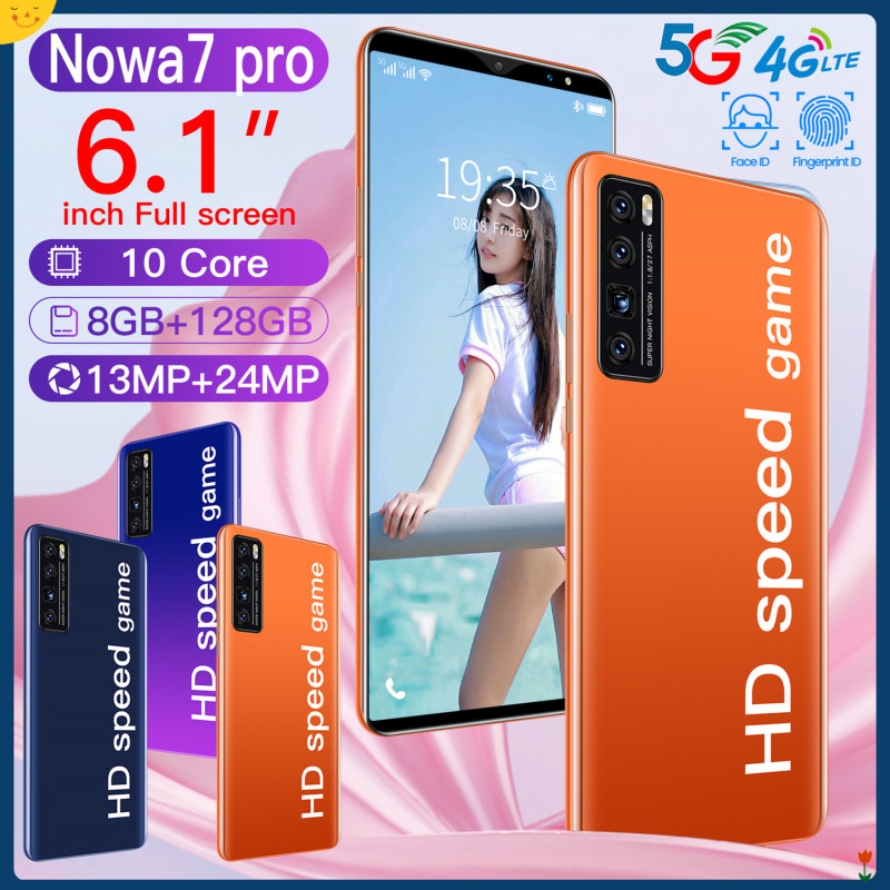 Nowa 7 Pro สมาร์ทโฟน มาร์ทโฟน 6.1นิ้วโทรศัพท์มือถือหน้าจอขนาดใหญ่โทรศัพท์มือ ถือ ROM 128G+8G  มือถือ 5G/4G รองรับทุกซิม