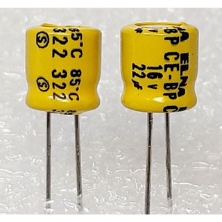 Elna CE-BP 22uf 16v capacitor bipolar ตัวเก็บประจุ คาปาซิเตอร์ bp ไบโพลาร์ ไบโพล่า ไม่มีขั้ว