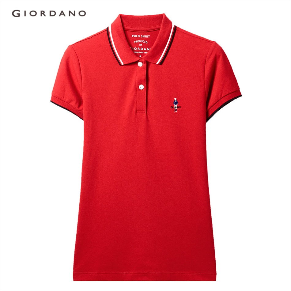 Polo Shirts 545 บาท GIORDANO เสื้อโปโลผู้หญิง ปักclassicMan – Women’s Classic Man polo 05319260 Women Clothes