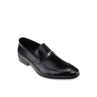 รองเท้าผู้ชายหนังสีดำ bฃทำงานแบบสวม Classic Moc Toe Leather Loafers Shoes