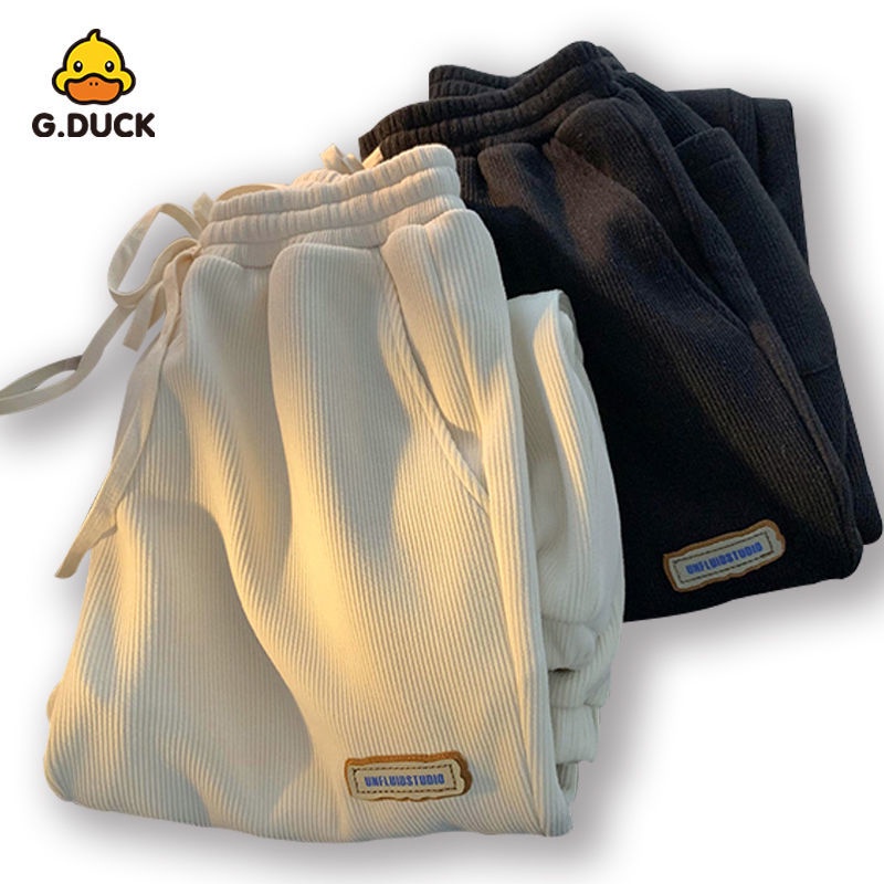 [Corduroyกางเกงผู้ชายผู้หญิงฤดูใบไม้ร่วงฤดูหนาวPlus Velvet] [Loose All-Match Slimmerดู] GDUCKกางเกงล