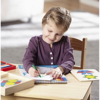 Melissa &amp; Doug รุ่น 29 Pattern Blocks &amp; Boards STD ชุดต่อรูปทรงเรขาคณิต ส่งเสริมการเรียนรู้เรื่องรูปร่าง สี และการแก้ปัญ