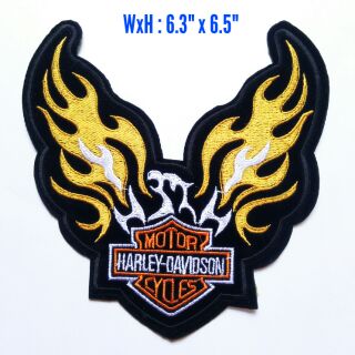 ตัวรีดติดหลังเสื้อ Harley Davidson Iron on Patch ขนาดใหญ่ 6.3"x6.5" นิ้ว