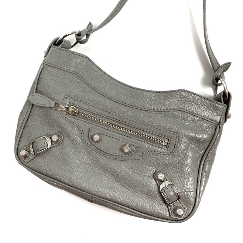 Balenciaga Classic Hip Leather Shoulder Bag gray