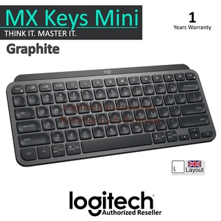 Logitech MX Keys Mini Wireless Keyboard Graphite คีย์บอร์ดแป้นภาษาอังกฤษสีดำ ของแท้ ประกันศูนย์ 1ปี