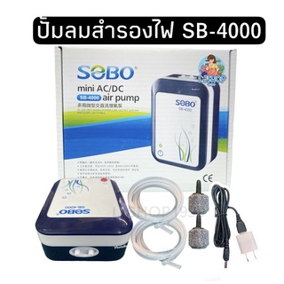 SOBO SB-4000 ปั๊มออกซิเจนพร้อมแบตเตอรี่สำรองไฟและหัวเสียบ USB