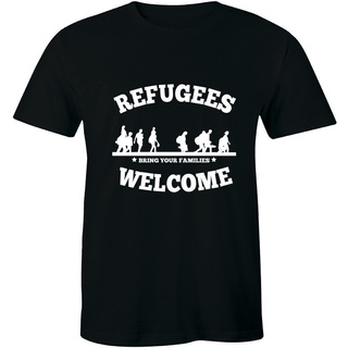 New Top Sale Mens Short Sleeve Refugees Welcom -Demo Flüchtlinge Links Die Politik Linke Shirt MenS T-Shirt Summer Cas