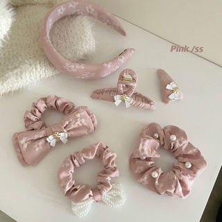 กิ๊บหนีบผม ยางรัดผม คาดผม งานสีชมพูนู้ดดอกไม้ งานพรีเมี่ยมพร้อมส่งในไทย