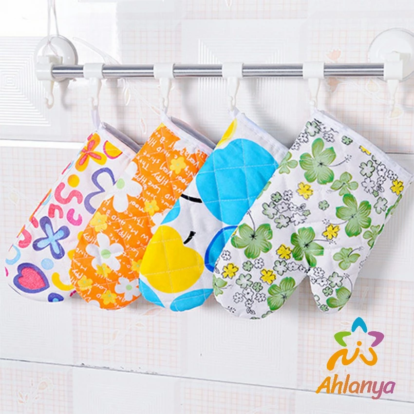 Ahlanya ถุงมือกันความร้อน ถุงมือไมโครเวฟ จัดเก็บสะดวก จัดส่งคละลาย Cooking gloves