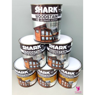 YOJI ONLINE สีย้อมไม้ ฉลาม พลัส สีกึ่งเงา สีเงา Shark Woodstain ขนาด 3 ลิตร สำหรับภายในและภายนอก สีทาไม้