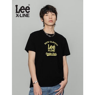 2022 ใหม่ Lee XLINE 22 ฤดูใบไม้ผลิและฤดูร้อนใหม่รุ่นมาตรฐานหลายสีรอบคอพิมพ์เสื้อยืดแขนสั้นผู้ชาย LMT0000804LE สีดำ