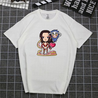 เสื้อยืดผ้าฝ้ายพิมพ์ลายขายดี เสื้อยืดอนิเมะAnime T-shirt▪✢One Piece Empress Luffy เสื้อยืดคู่รัก งู Hime King Xia Wuhai