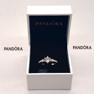 Pandora แหวนเงิน 925 ทอง 14K ประดับเพชร เพทาย เครื่องประดับสตรี สําหรับหมั้น งานแต่งงาน