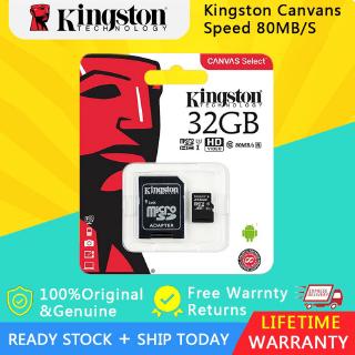 【COD】Kingston การ์ดหน่วยความจํา Micro SD TF Class10 80MB/s 16GB/32GB/64GB/128GB