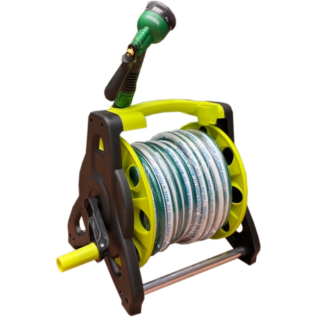 สายยางรดน้ำต้นไม้ใยเชือก ยาว 20 เมตร พร้อมล้อเก็บสายยาง BlACK and GReen โรลสายยาง - รูปที่ 3