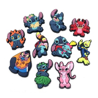 เข็มกลัด รูปการ์ตูนอนิเมะ Lilo and Stitch Jibitz Charm Jibits น่ารัก เครื่องประดับ สําหรับตกแต่งรองเท้าผู้ชาย