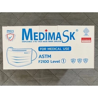 ‼️พร้อมส่ง‼️ Medimask หน้ากากอนามัย 3 ชั้น🔺สีขาว ทางการแพทย์ ASTM Level 1🔺 ป้องกันฝุ่นพิษ PM2.5 ผลิตโรงงานไทย ลอตล่าสุด