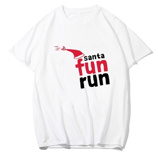 เสื้อยืด Summwe fashion Shortly Merry Chrismas Mens t shirt Santa Funny Run Short Sleeve cotton t-shirt white2