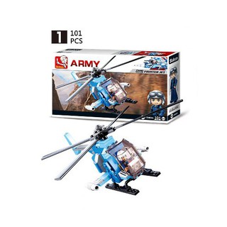 ProudNada Toys ของเล่นเด็กชุดตัวต่อเลโก้เฮริคอปเตอร์ Sluban ARMY FIGHTER JET 101 PCS B0666A