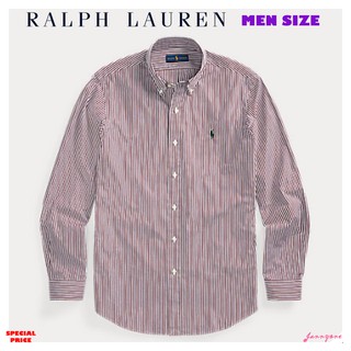 RALPH LAUREN CLASSIC FIT STRIPED POPLIN SHIRT ( MEN SIZE )