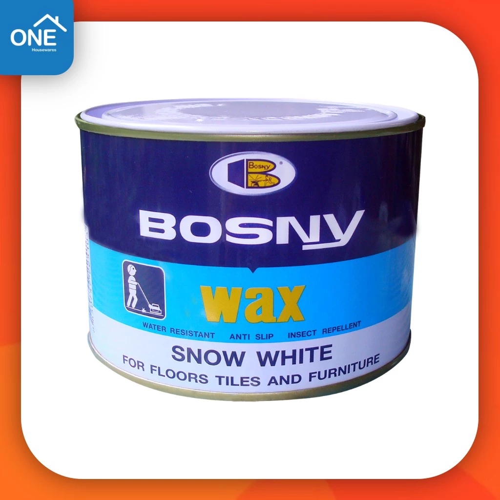 แว๊กซ์ขัดพื้น BOSNY WAX 400, 800G SNOW WHITE บอสนี่ ขี้ผึ้งขัดพื้น ขัดพื้นไม้ ขัดเงา กันน้ำ ขนาด 400, 800 กรัม