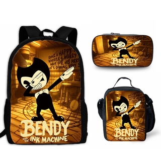 Bendy Peripheral กระเป๋าเป้สะพายหลังพิมพ์ลายการ์ตูน 3 ชิ้น