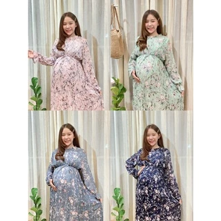 ชุดพลีท50ลาย Pleat Dressชุดพลีทลายดอกไม้ งานนำเข้า เดรสพลีทผ้าชีฟองลายดอกไม้ มีเชือกผูกเอว ชุดคลุมท้องแฟชั่น ชุดคลุมท้อง