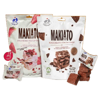 Makiato Macchiato Cocoa and Strawberry Nougat Crisp by Twinfish บิสกิตโกโก้แมคคีอาโต้และสตรอเบอร์รี่นูกัต 2 รสชาติ