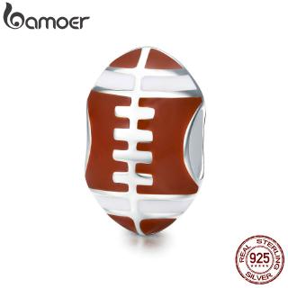 BAMOER American Football Charm Beads Fit Charm Bracelet DIY 100% 925 Sterling Silver SCC442