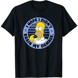 เสื้อผ้าผชเสื้อยืดผ้าฝ้ายพิมพ์ลายคลาสสิก เสื้อยืดแขนสั้น พิมพ์ลาย The Simpsons Homer I Hope I Didnt Brain My Damage แฟช