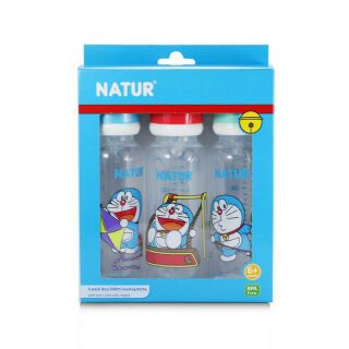 Natur ขวดนมลายDORAEMON ขวดทรงกลม 8oz แพ็ก 3.  1แพ็ค