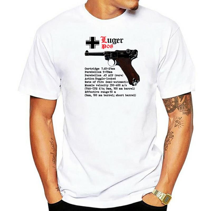 สไตล์ฤดูร้อน LUGER P08 GERMANY WWII WORLD WAR II - เสื้อยืดกราฟิกผ้าฝ้ายใหม่