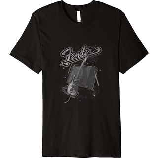 ROUNDคอลูกเรือNeckเสื้อยืดพรีเมี่ยม พิมพ์ลาย Fender In Space-4XL