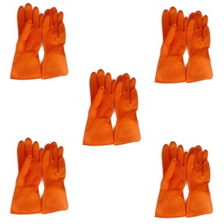 papamami Eagle One Orange Rubber Gloves ถุงมือยาง Size M 5คู่ (สีส้ม)