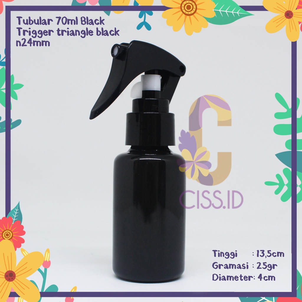 70ML สีดําขวดพลาสติกสีดํา BIRD TRIGGER CAP COSMETIC PACKAGING SPRAYER MIST นําเข้า N24 THICK เซรั่มเ