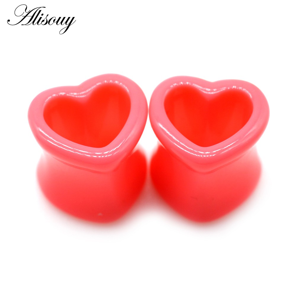 Alisouy 2 ชิ้น 4 มม.-25 มม. สีขาว สีดํา สีน้ําตาล หัวใจ อะคริลิค ปลั๊กอุโมงค์ ยืดเนื้อ เกจขยาย เจาะร่างกาย เครื่องประดับ ราคา ถูกที่สุด ดีลบีเคเค แกลเลอรีภาพที่ 8