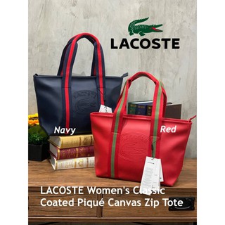 กระเป๋าสะพาย LACOSTE Womens Classic Coated Piqué Canvas Zip Tote