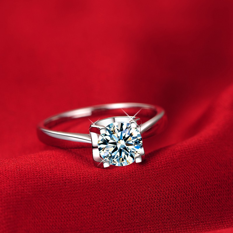 New Niutou แหวนเพชร 1 กะรัตจำลองแหวนเพชรหญิง moissanite pt950 แหวนหมั้นทองคำขาว