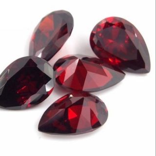 แพค 10 เม็ด GARNET Diamond CZ เพชรรัสเซียสีเเดงโกเมนรูปหยดน้ำ 10x12 mm เจียเหลี่ยมก้นเพชร