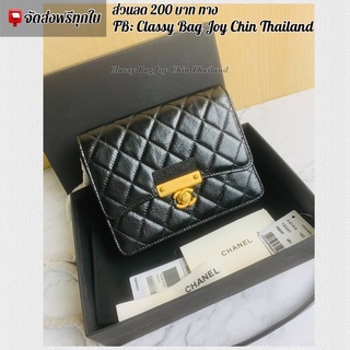 [งานออ ริ]🔥ชา แนล wallet on chain สีดำ 17cm. 🔥ภาพถ่ายงานจริง