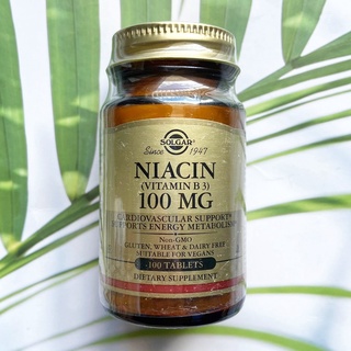 33% Sale!!!! EXP: 09/2023 ไนอะซิน วิตามินบี 3 Niacin (Vitamin B3) 100 mg 100 Tablets (Solgar®) B-3 B3 บี3