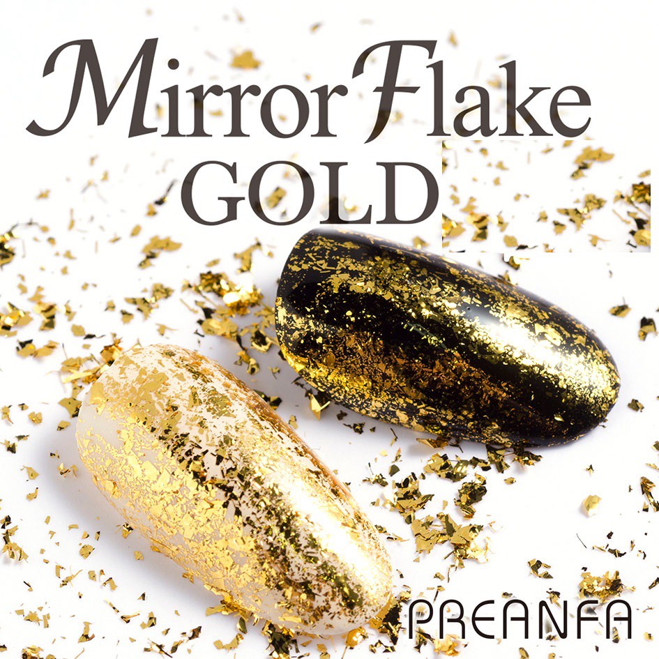 PREANFA MIRROR FLAKE GOLD (MJF-011) ใช้สำหรับตกแต่งเล็บ