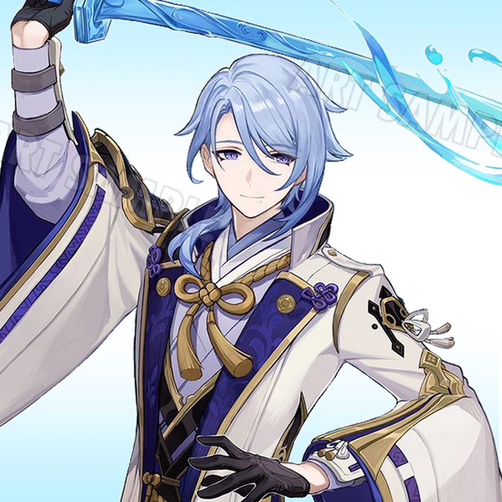 Ayato Genshin Impact Dicute สติ๊กเกอร์ 2 ชิ้น Fan-Made Sticker Kamisato Ayato Genshin Impact Sticker