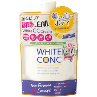 WHITE CONC with Vitamin C Whitening Body CC Cream (Japan Imported) ไวท์คอน์ค ไวท์เทนนิ่ง บอดี้ ซีซี ครีม 200ml.