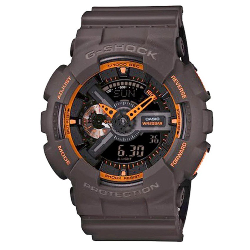 Casio G-Shock นาฬิกาข้อมือผู้ชาย สายเรซิ่น รุ่น GA-110TS-1A4 - สีเทา/ส้ม