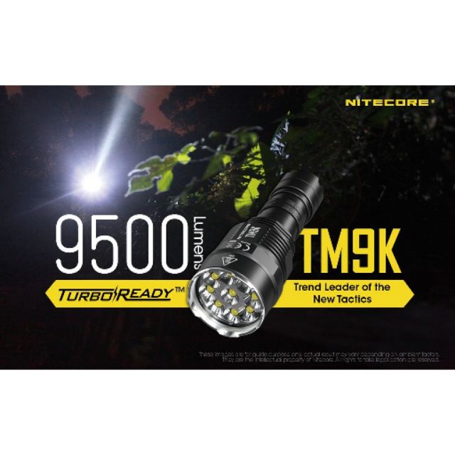 original NITECORE TM9K Flashlight 9500 LUMENS flashlight including built-in 21700 rechargeble batter
