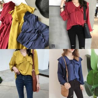 เสื้อเชิ้ตแขนยาวสไตส์เกาหลี อก39-40
