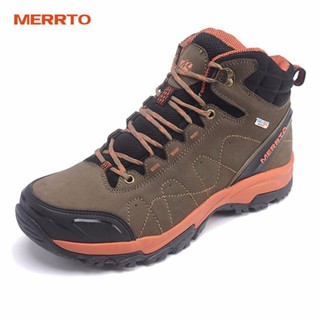 Merrto รองเท้าหนังแท้เกรดพรีเมี่ยม กันน้ำ หุ้มข้อ รุ่น 8628 (สีน้ำตาล)